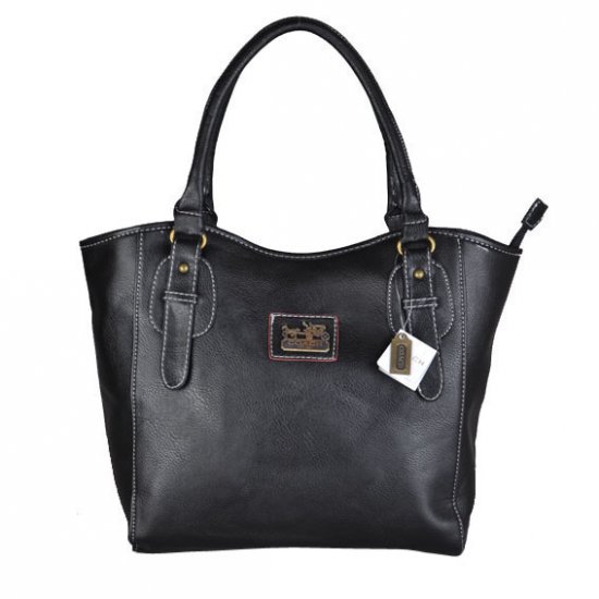 Coach North South Logo Medium Black Satchels DWH | Women